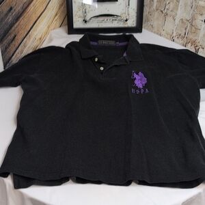 U.S. Polo Assn. Black Polo with Purple Emblem